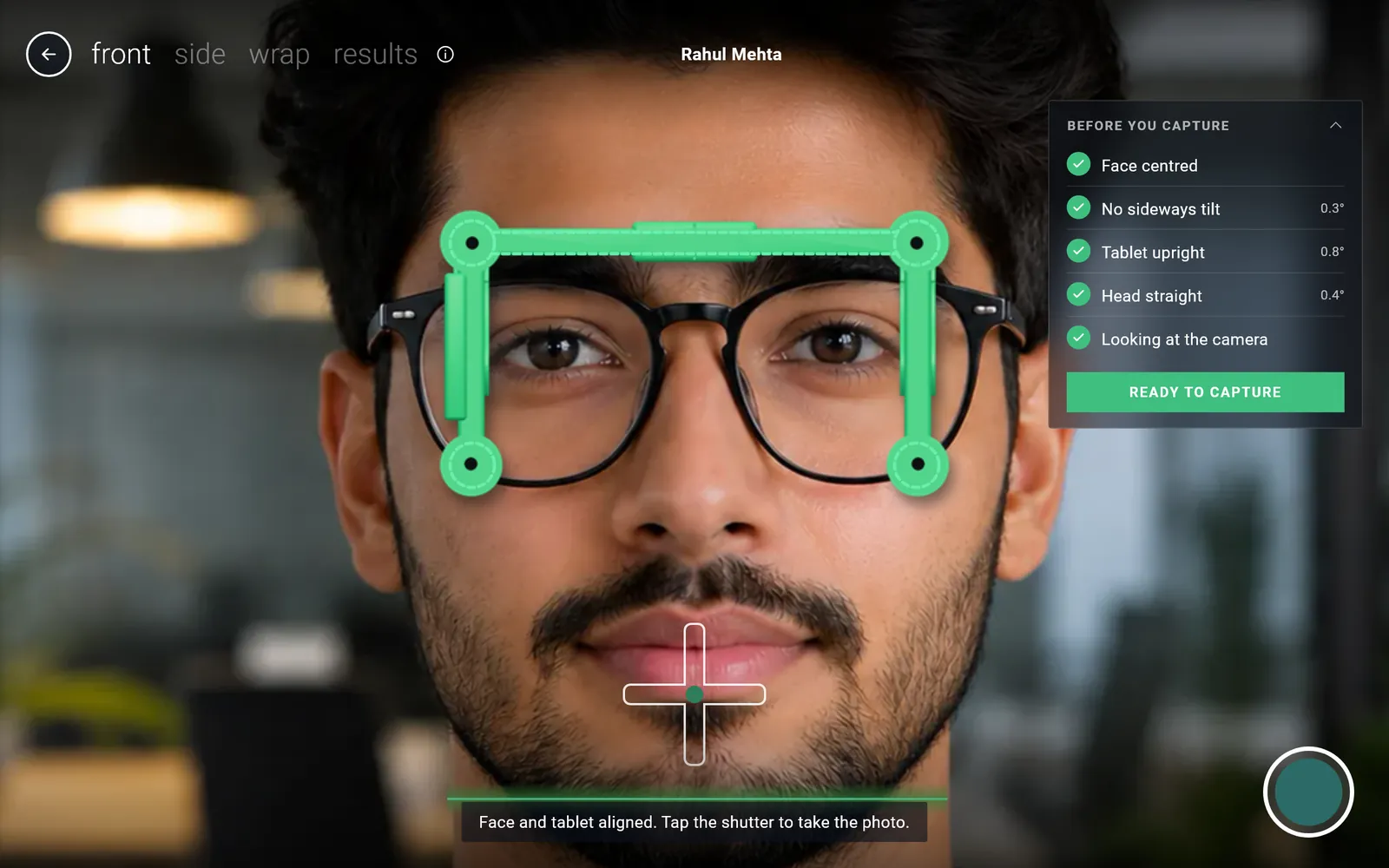 Reflex OptiFit guided capture with the FitClip on the frame